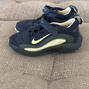 Kids Navy Blue and Yellow Nike Sneakers